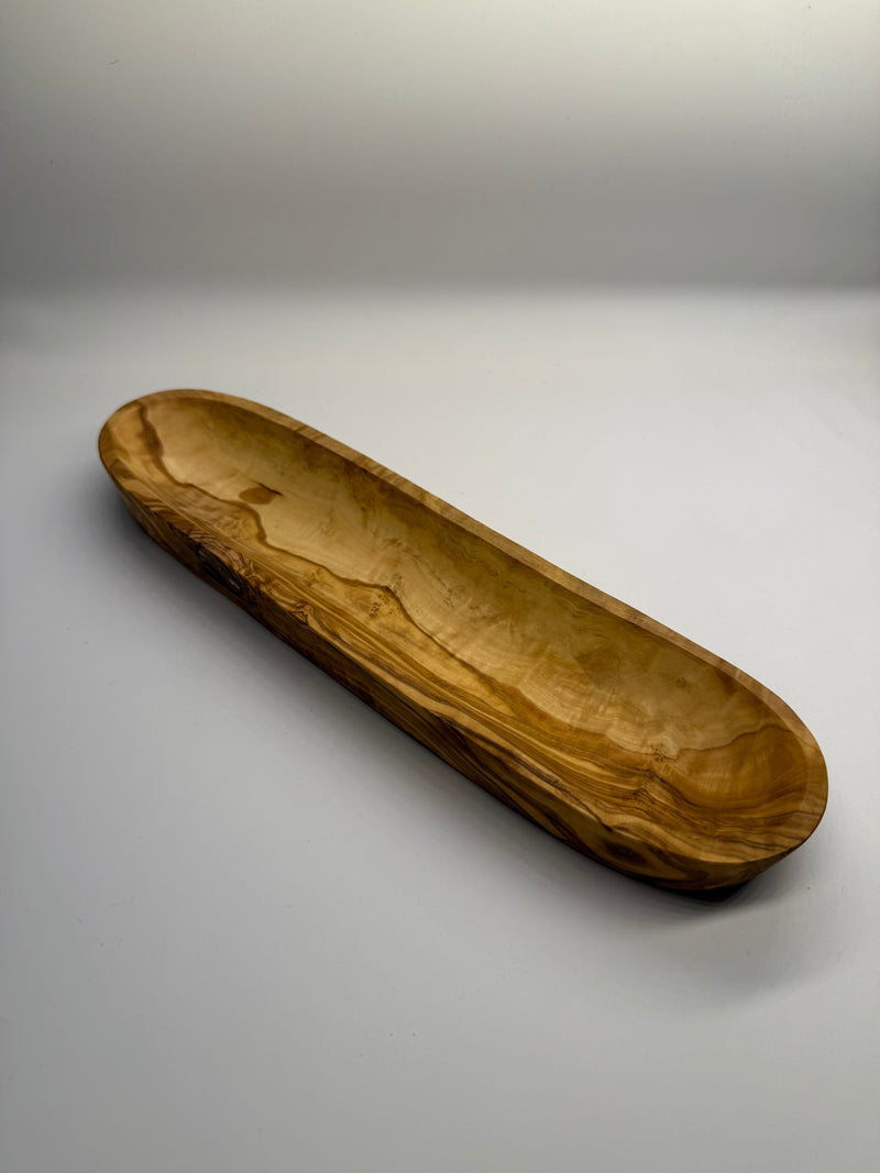Olivenholz Baguetteschale 30cm Brotschale handgefertigt – Genuvita